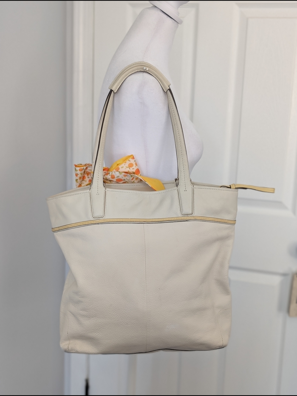 Coach Audrey Op Art Ivory Leather Tote with Signature Perforated Logo - Picture 2 of 13
